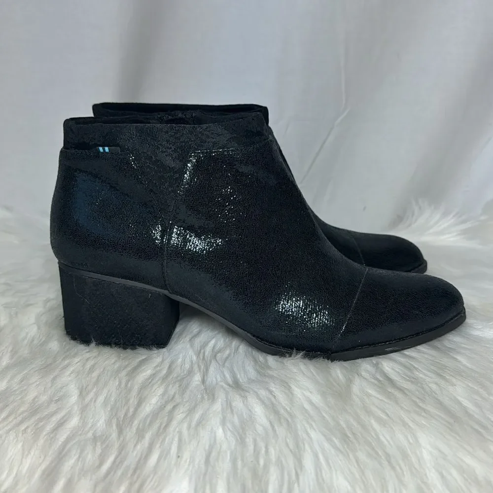 TOMS Loren NWT Black Crackle Shimmer Textile Snake Booties‎ Sz 9.5